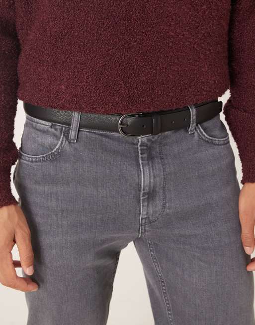 Mango leather belt in black, 2 of 3