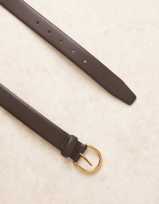 Mango leather belt in brown, 2 of 3