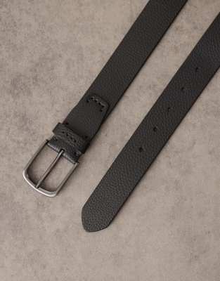 Mango Leather Belt With Flamed Finish In Black