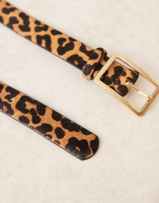 Mango leather belt with gold buckle in leopard print | ASOS display picture 3