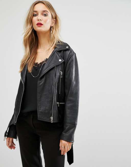 Mango Leather Biker Jacket | ASOS