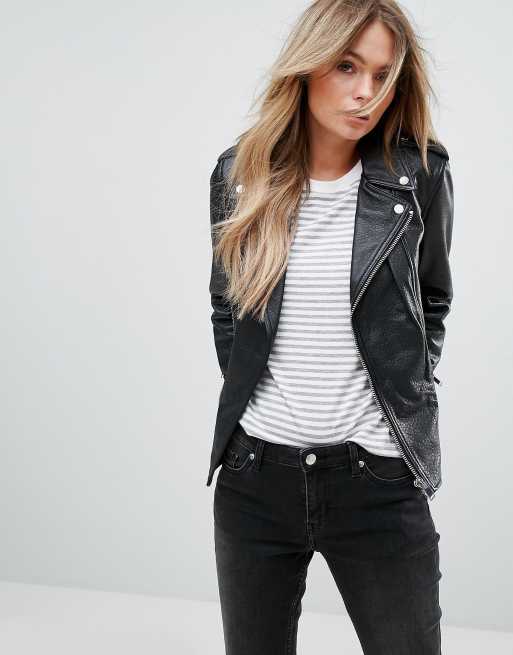 Mango Leather Biker Jacket | ASOS