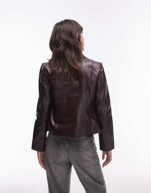 Burgundy Leather Jacket Mango Mantel Leder Mango Blazer In Leder-Optik  Modell 'DORIS' (bordeaux) Online Kaufen