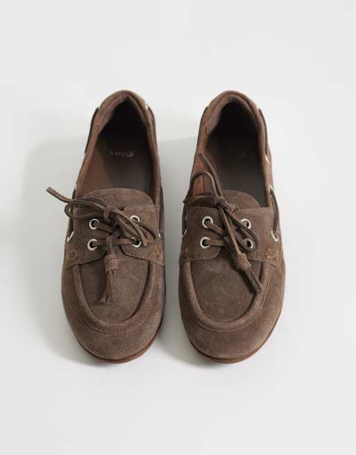 Mango leather boat shoe in brown, 4 of 4