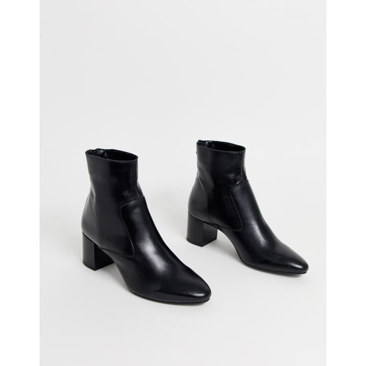 Mango leather boot in black