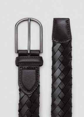 Mango Leather Braided Belt In Brown