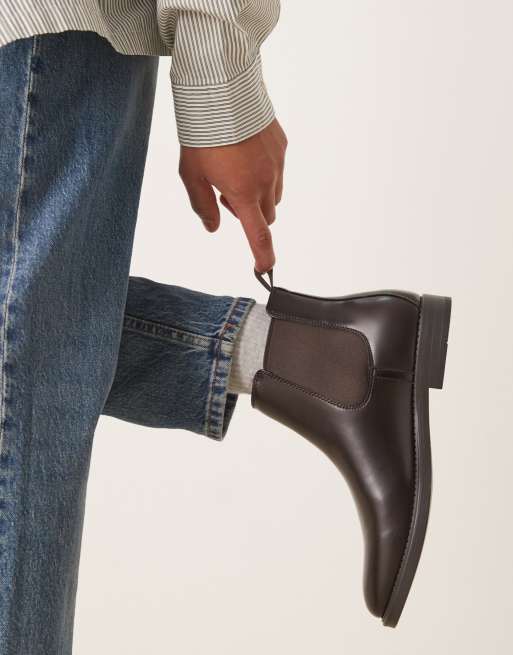 Mango leather chelsea boot in dark brown, 2 of 4
