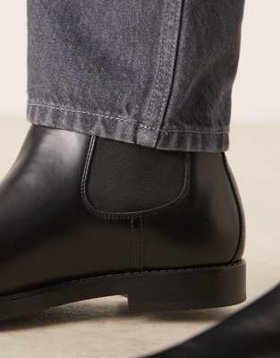Mango Leather Chelsea Boots In Black