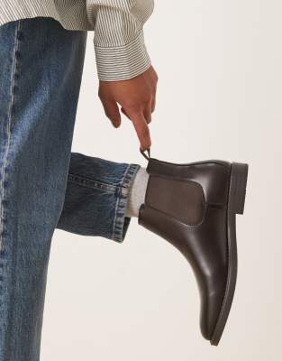 Mango Leather Chelsea Boots In Brown