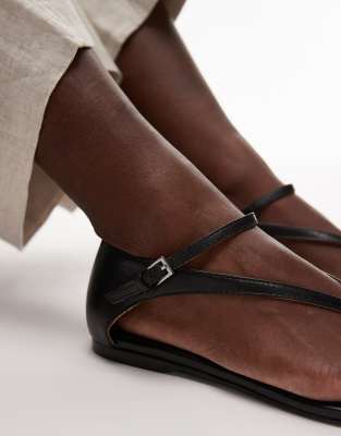 Mango leather closed back sandals in black