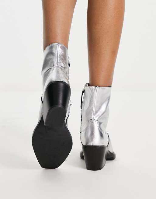 Mango silver boots hotsell