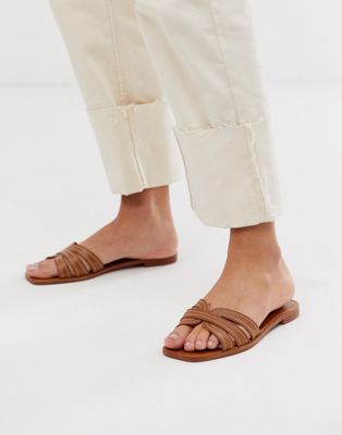 tan slip on sandals