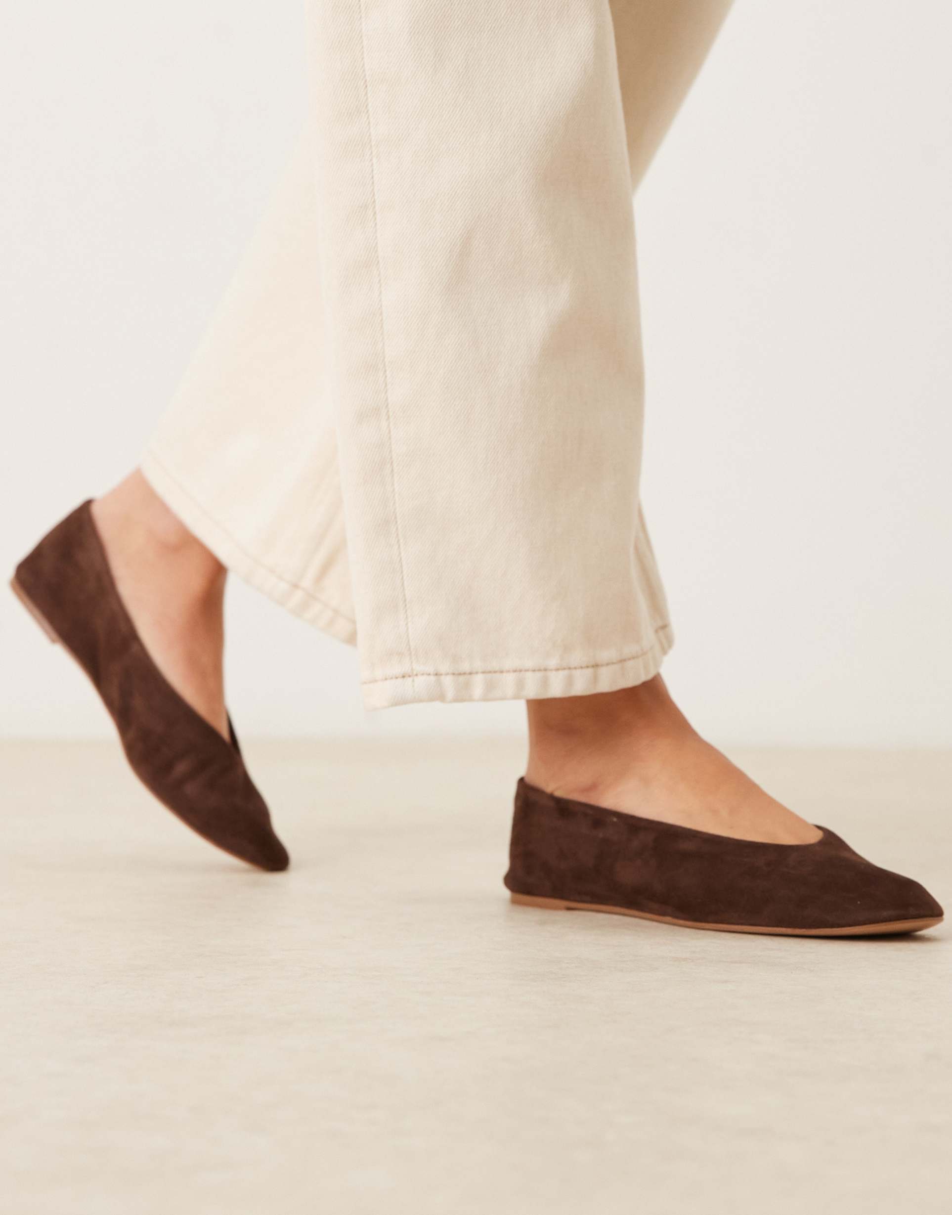 mango leather flat shoes in ivory
