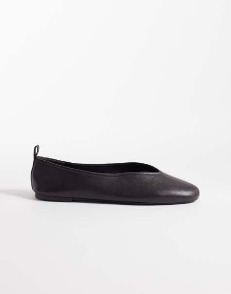 Mango leather flats in brown - view 1