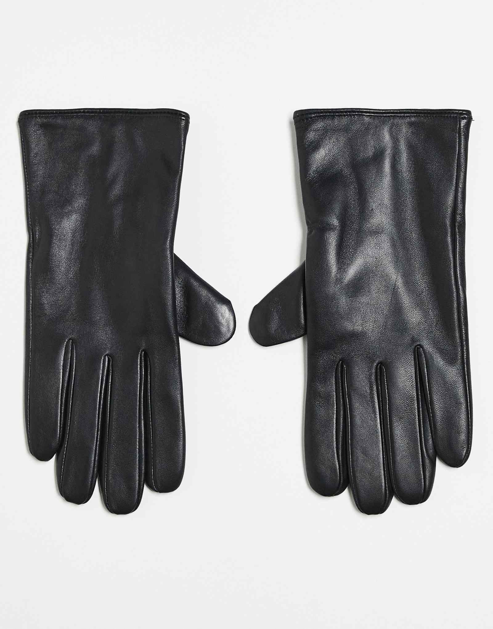 Перчатки из кожи манго черного цвета