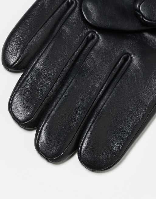 Mango leather gloves in black, 2 of 3