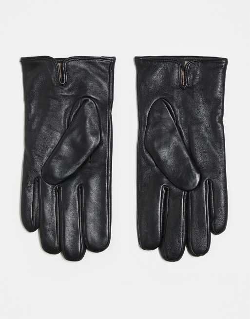 Mango leather gloves in black, 3 of 3