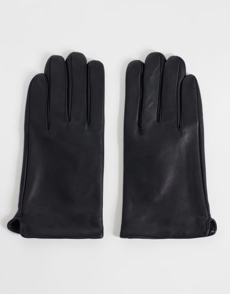 Mango leather gloves in black - view 1