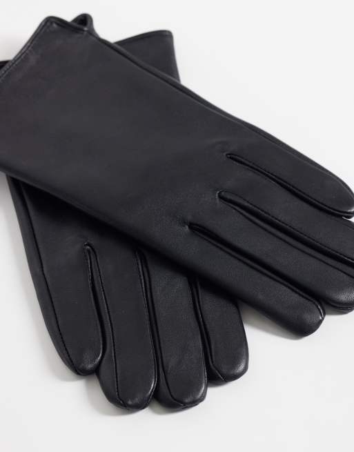 Mango leather gloves in black, 2 of 3