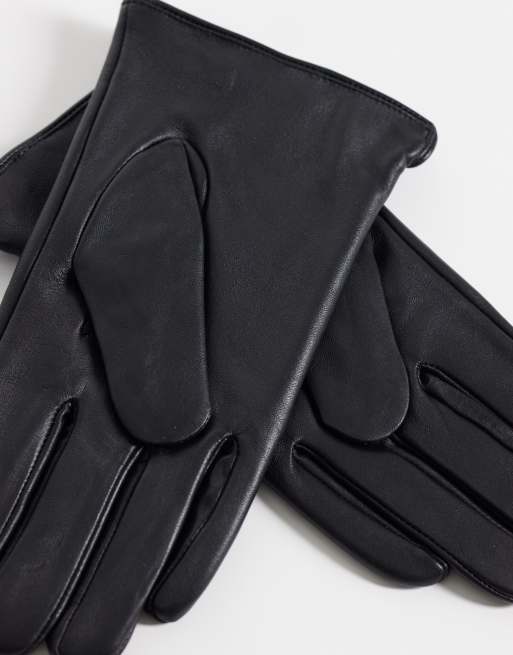 Mango leather gloves in black, 3 of 3