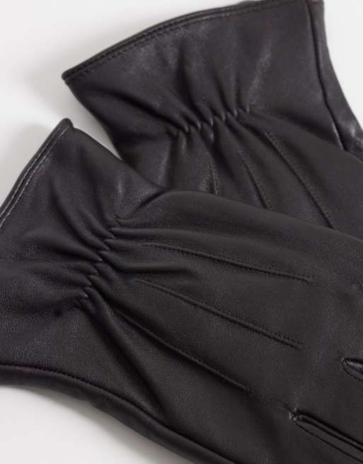 Mango leather gloves in brown, 2 of 3