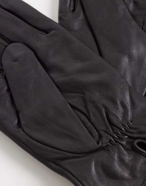 Mango leather gloves in brown, 3 of 3
