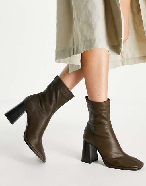 Khaki ankle booties sale