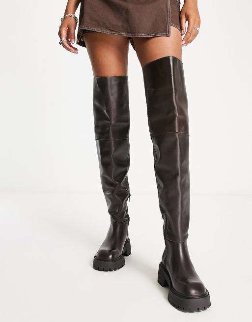 Mango knee high leather hot sale boots