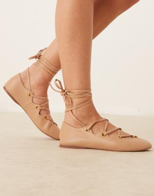  leather lace up flat shoe 