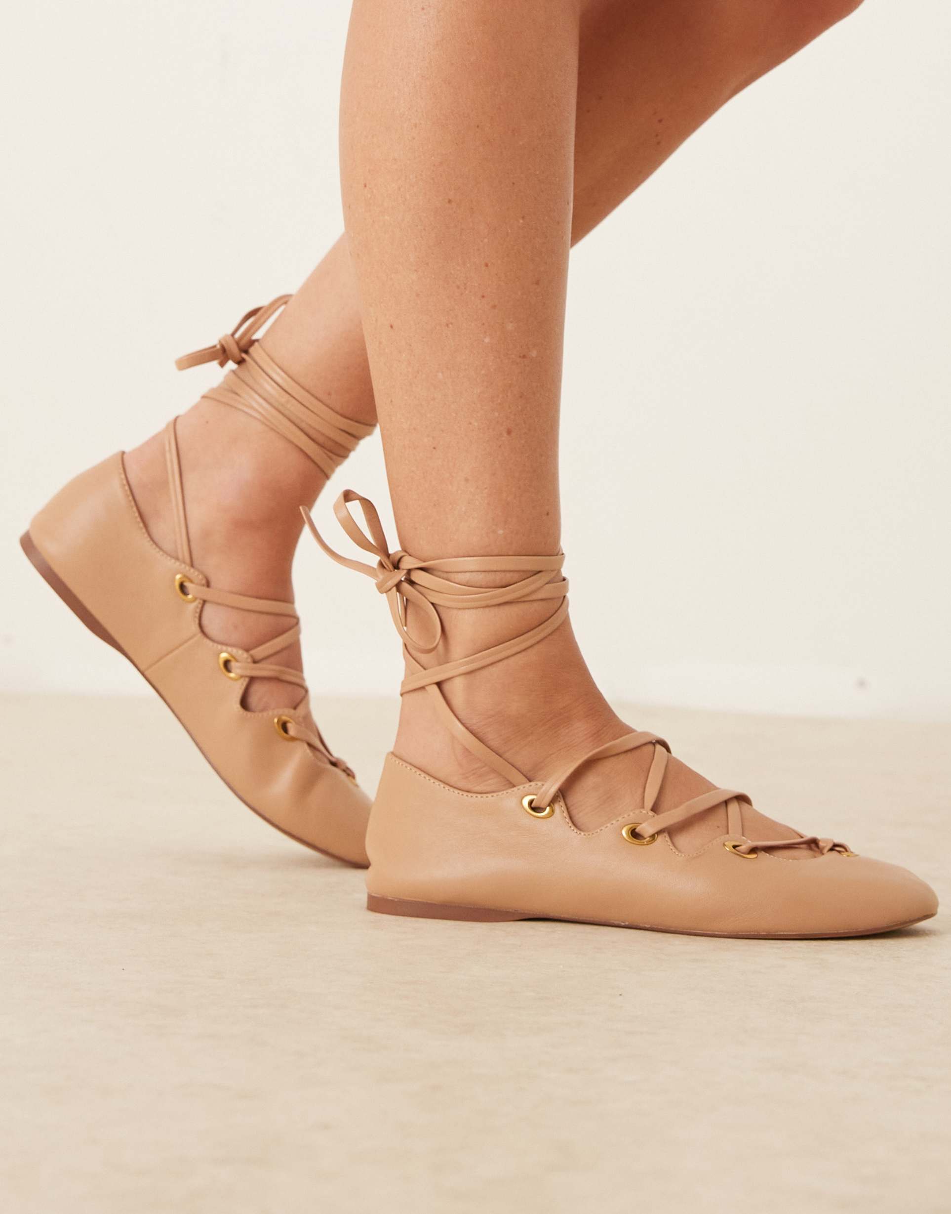 mango leather lace up flat shoes in pink