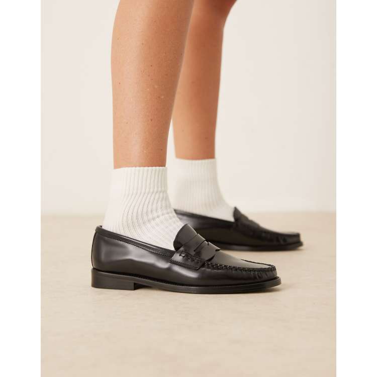 Mango leather loafers in black | ASOS display picture 2
