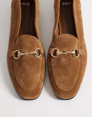 Mango Leather Loafers With Gold-tone Hardware In Multi