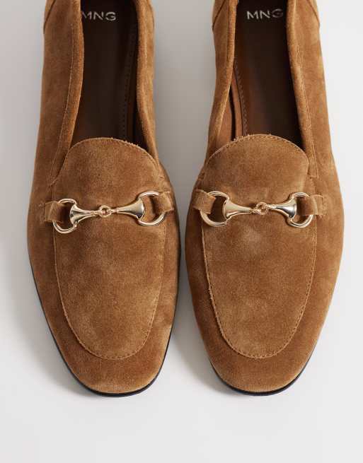 Mango leather loafers with gold-tone hardware in tan, 2 of 4