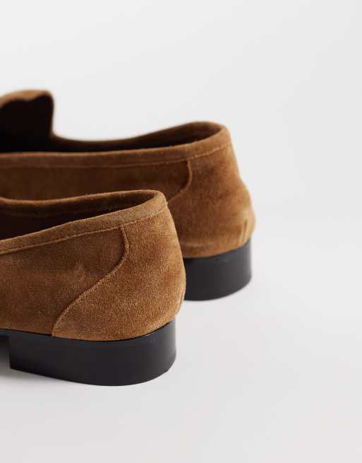 Mango leather loafers with gold-tone hardware in tan, 3 of 4