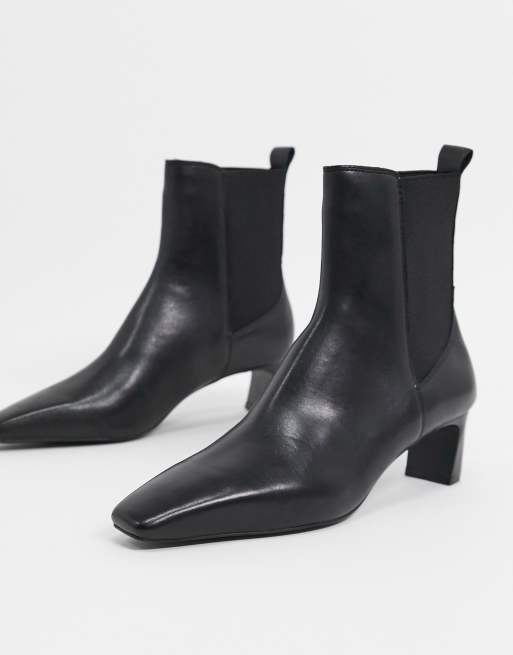 mango black heeled boots