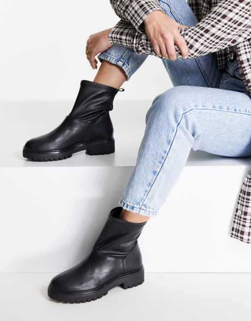 Mango black hotsell leather boots