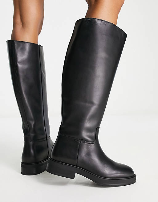 Mince sudden thousand Mango leather riding boots in brown | ASOS