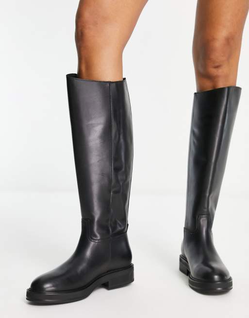 Mango leather flat shop knee high boot