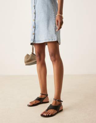 Mango Leather Sandals With Ankle Straps