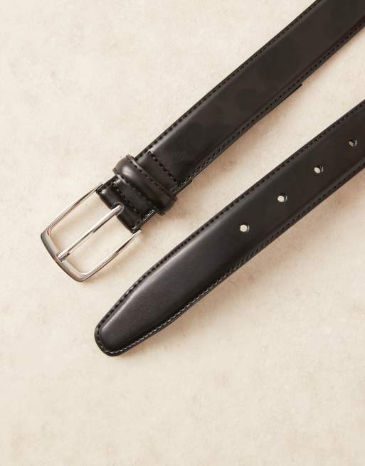 Mango leather silver buckle belt in black, 2 of 3