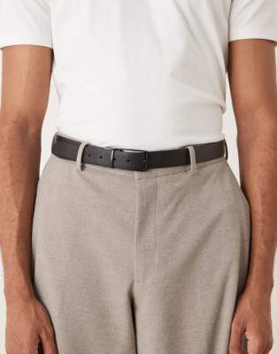 Mango Leather Silver Buckle Belt In Black