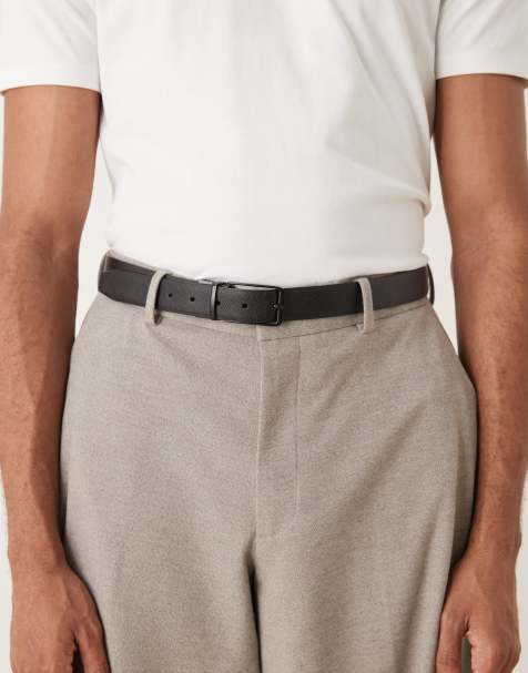 Mango leather silver buckle belt in black - view 1