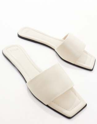Mango Leather Slides In White