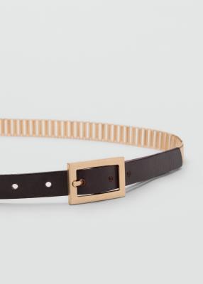 Mango Leather Slim Hardware Belt In Brown