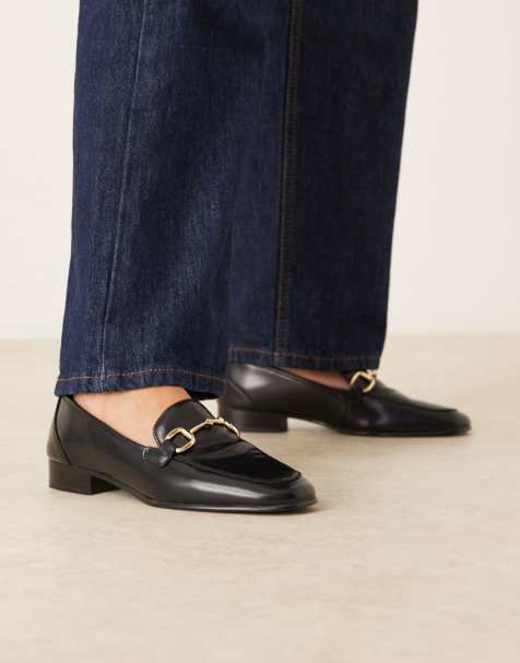 Mango leather snaffle classic loafer in black - view 1