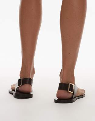 Mango Leather Strap Sandals With Buckles In Brown