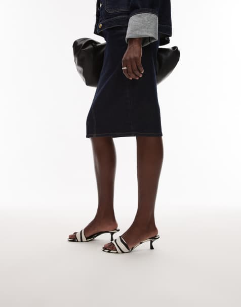 Mango – Leder-Absatzschuhe in Schwarz mit Zebramuster - view 1