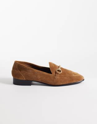Mango - Leder-Loafer in Hellbraun mit goldfarbenen Metalldetails-Brown