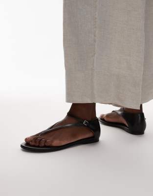 Mango - Ledersandalen in Schwarz mit geschlossener Fersenpartie