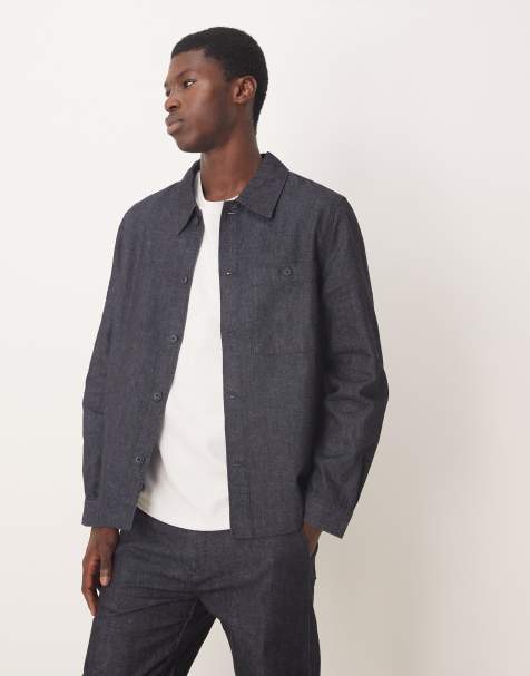 Mango – Legere Hemdjacke aus Baumwolle in Indigo, Kombiteil - view 1